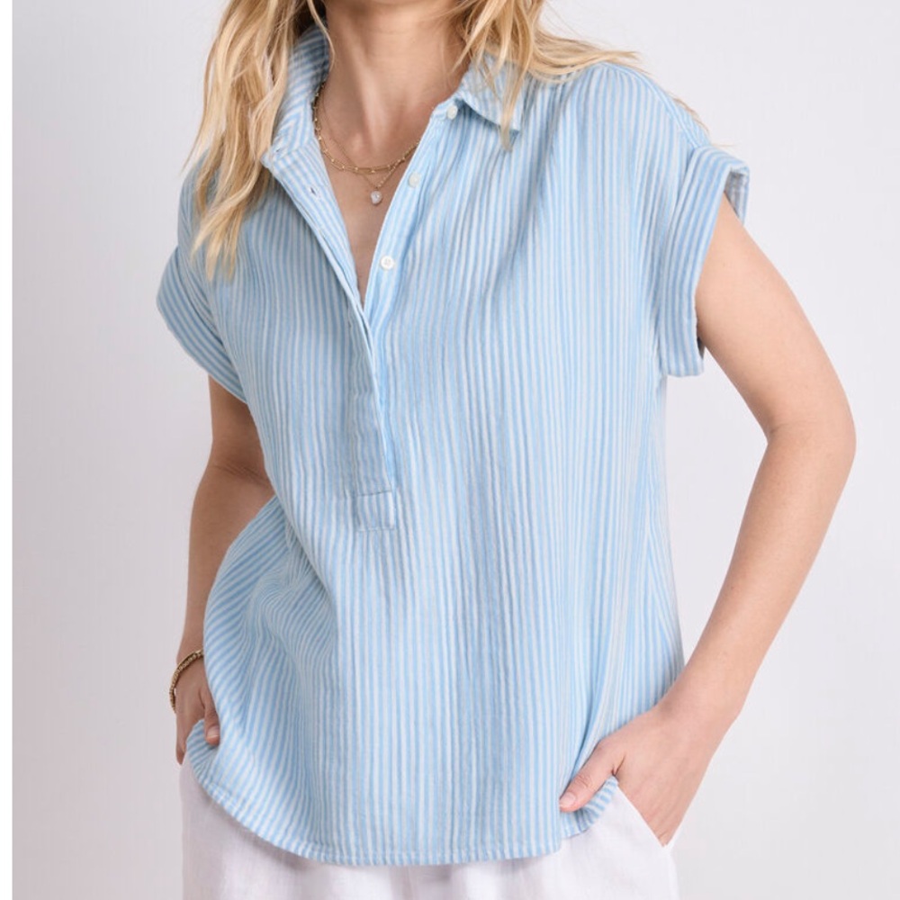Vineyard Vines Margot gauze Blue Button Down Polo Shirt